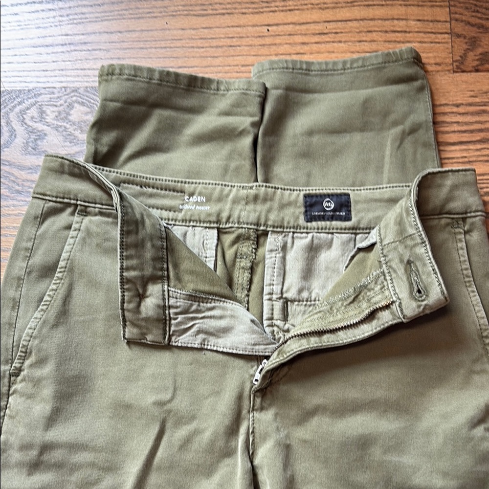 AG Adriano Goldschmied Olive Green Caden Tailored Trousers, 23